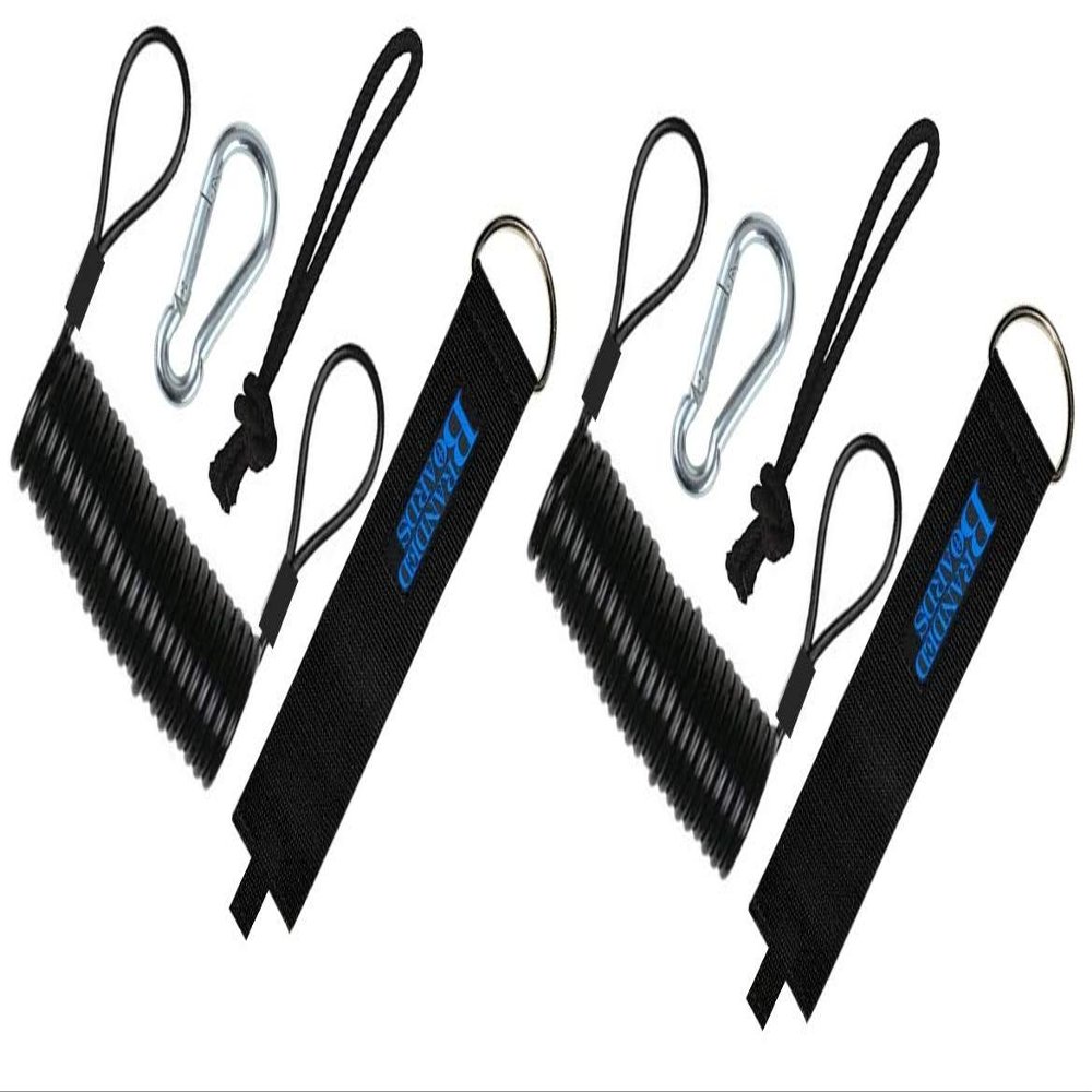Branded Boards-Railz Steel Coiled Safety Leash, Heavy Duty Wrist Cuff, Carabiner & Paracord Loop. Boogie Board, Snowboard, Surf Board, SUP, Scooter, Snowskate, Sled, Dog Pet Lanyard (Ultimate 2-Pack)
