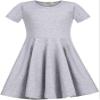 TriKalor Girls Dresses Short Sleeve Solid Color Skater Casual Twirly Dress with Pockets Gray 6-7 Years view 1