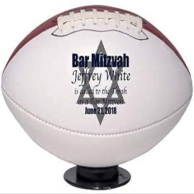 Custom Personalized Bar Mitzvah Football (Mid, with Base)