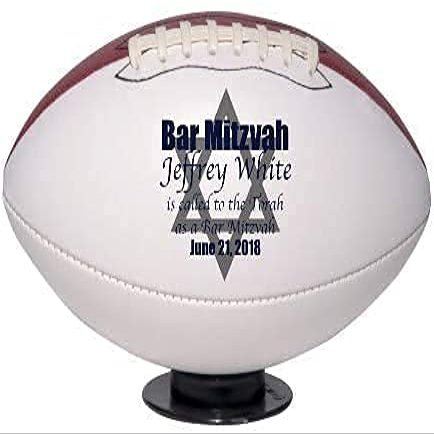 Custom Personalized Bar Mitzvah Football (Mid, with Base)