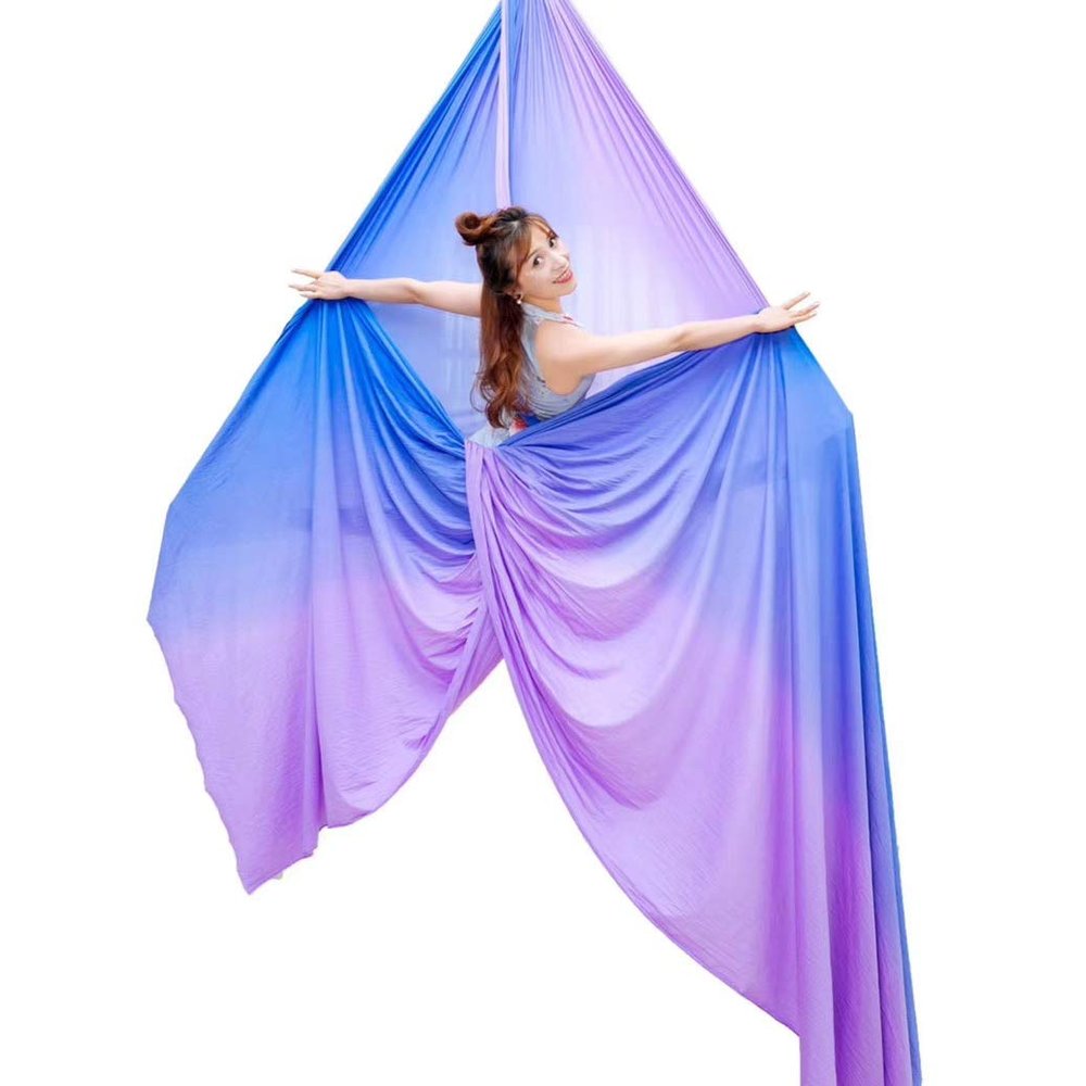 Aerial Silk 9 yards kit Low Stretch Durable Lavender Fabirc with Rigging Hardware for kids beginer Acrobatic Dance Aerial Yoga (9 yards, Lavender Purple)