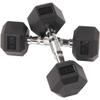 BalanceFrom Rubber Encased Hex Dumbbell in Pairs or Singles, Black view 2