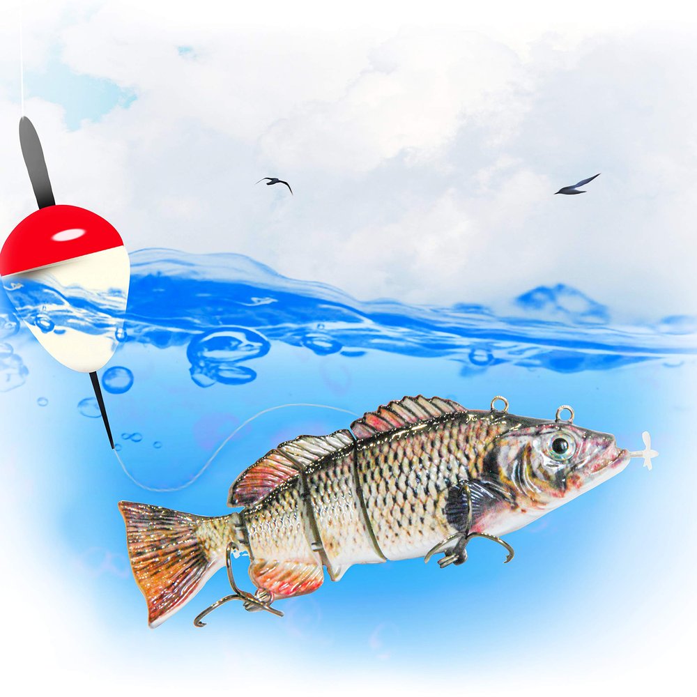 UFISH -Large Size Electric Live Bait - Swimming Robotic Segment Fishing Lure - Animated Swim Bait (Largmouth Bass)