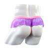 Men's Frilly Lace Trim Sissy Skirted Panties T-back G-string Thongs Briefs Girly Lingerie Crossdress Underwear Purle One Size view 3