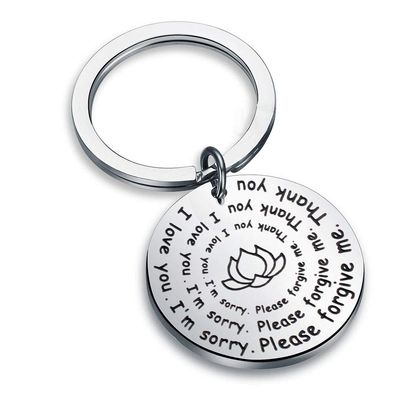 Detailed Ho'oponopono Prayer Keychain I'm Sorry Please Forgive Me Thank You I Love You Spiritual Keyring (keyring)