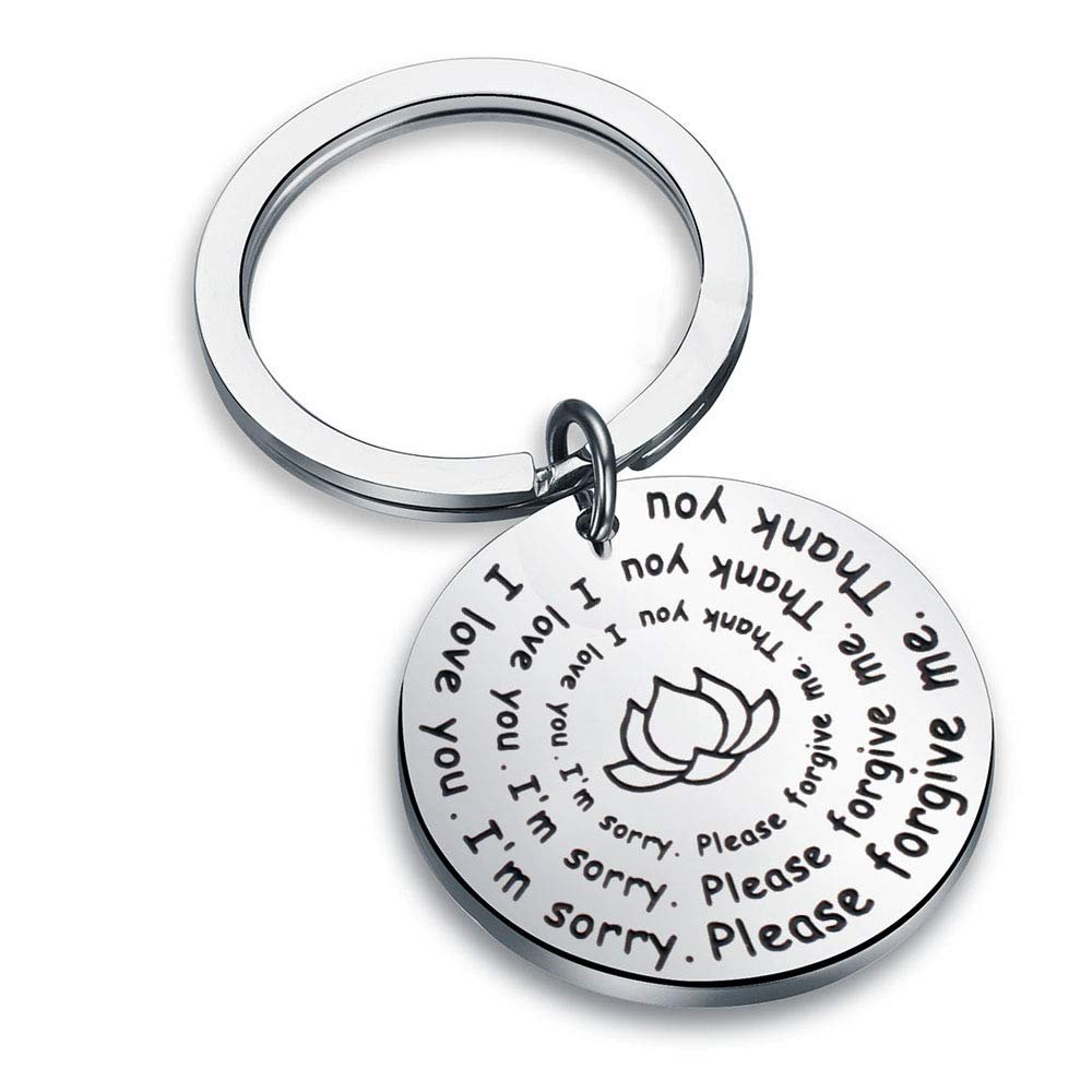 Detailed Ho'oponopono Prayer Keychain I'm Sorry Please Forgive Me Thank You I Love You Spiritual Keyring (keyring)