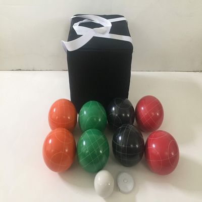 BuyBocceBalls Listing - Unique Bocce Set - 107mm with Green, Red, Black, Orange Balls