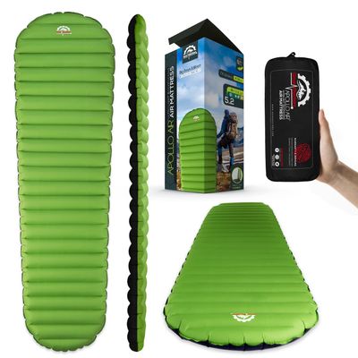 Gear Doctors ApolloAir 5.2 R-Value [17oz] Ultralight Insulated Inflatable Camping Sleeping Pad  Backpacking Sleeping Pad  Camping Mattress Compact Lightweight for HikingAir Mattress for Backpacking
