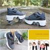 Double-Row Deform Wheel Automatic Walking Shoes Invisible Deformation Roller Skate 2 in 1 Removable Pulley Skates Skating Parkour (Light Black, US 3.5) view 4