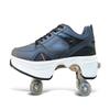 Double-Row Deform Wheel Automatic Walking Shoes Invisible Deformation Roller Skate 2 in 1 Removable Pulley Skates Skating Parkour (Light Black, US9) view 3