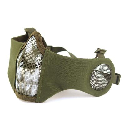 ATAIRSOFT Tactical Airsoft CS Protective Lower Guard Mesh Nylon Half Face Mask with Ear Cover Green Skull