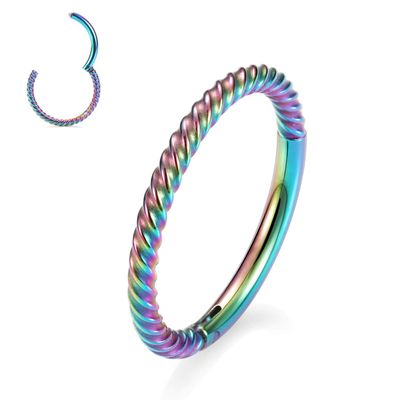 16g Cartilage Hoop Earring 10mm - 316L Surgical Steel for Women - Rainbow Nose Ring 16 Gauge - Helix, Conch, Lip Piercing Jewelry