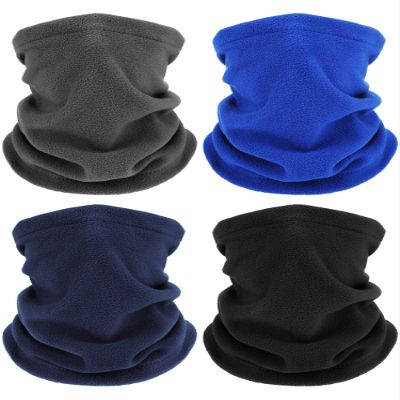 Geyoga 4 Pieces Winter Neck Warmers Neck Gaiter Scarf Windproof Face Covering(Black, Dark Grey, Royal Blue, Navy Blue,Medium)