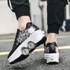 Double-Row Deform Wheel Automatic Walking Shoes Invisible Deformation Roller Skate 2 in 1 Removable Pulley Skates Skating Parkour (Black Powder, US 5.5) view 4
