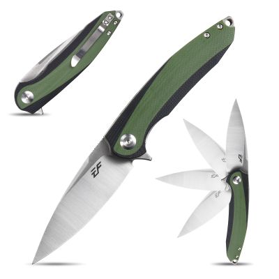 Eafengrow EF954 Folding Knife D2 Steel Blade G10 Handle with Pocket Clip Locking Liner EDC Flipper Knifes for Camping Hiking Outdoor(Green)
