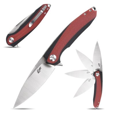 Eafengrow EF954 Folding Knife D2 Steel Blade G10 Handle with Pocket Clip Locking Liner EDC Flipper Knifes for Camping Hiking Outdoor(Red)