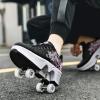 Double-Row Deform Wheel Automatic Walking Shoes Invisible Deformation Roller Skate 2 in 1 Removable Pulley Skates Skating Parkour (Black Powder, US 6.5) view 4