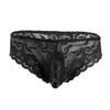 Hansber Men's Sissy Pouch Panties Lace Bikini Briefs Underwear Low Rise G-String Thongs Crossdress Nightwear Black X-Large view 1