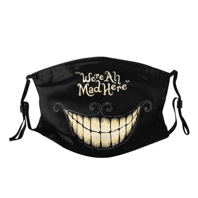 LALLRI We'Re All Mad Here Weird Smile Graphic Face Masks, Unisex Breathable Reusable Anti-Dust Wind Sun-Proof Fashion Mouth Cover