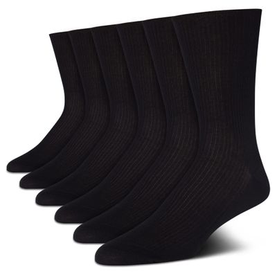 Calvin Klein Mens Dress Socks - 6 Pairs Soft Cotton Blend Crew Socks for Men - Classic Comfort Stay Up Cuff Mixed Pattern, Size 7-12, Black Textured