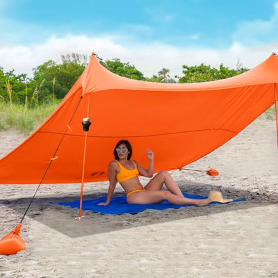 Red Suricata Family Beach Tent & Beach Canopy & 2 Beverage Holders Bundle - UPF50 UV Sun Shade Shelter (Large, Orange)