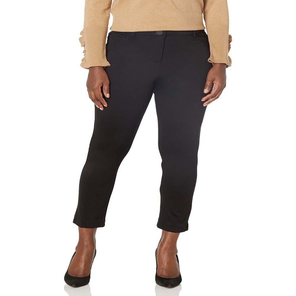 Briggs New York Womens High Rise Skinny Knit Ponte Casual Pants, Black, 14 US