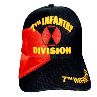 7th Infantry Division Ball Cap Black Acrylic Strapback One Size Army H1
