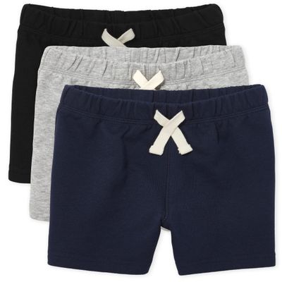 The Children's Place Baby Boys and Toddler Boys French Terry Shorts, Black/Smoke Gray/New Navy, 18-24 MONTHS