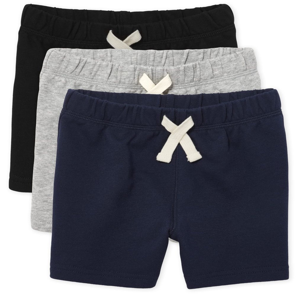 The Children's Place Baby Boys and Toddler Boys French Terry Shorts, Black/Smoke Gray/New Navy, 18-24 MONTHS