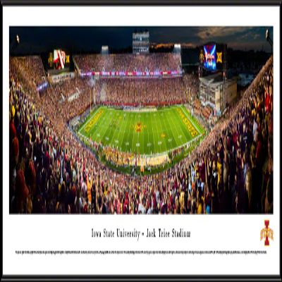 Blakeway Worldwide Panoramas, Iowa State Football Night Game 40.25x13.75-inch Panoramic Framed Picture