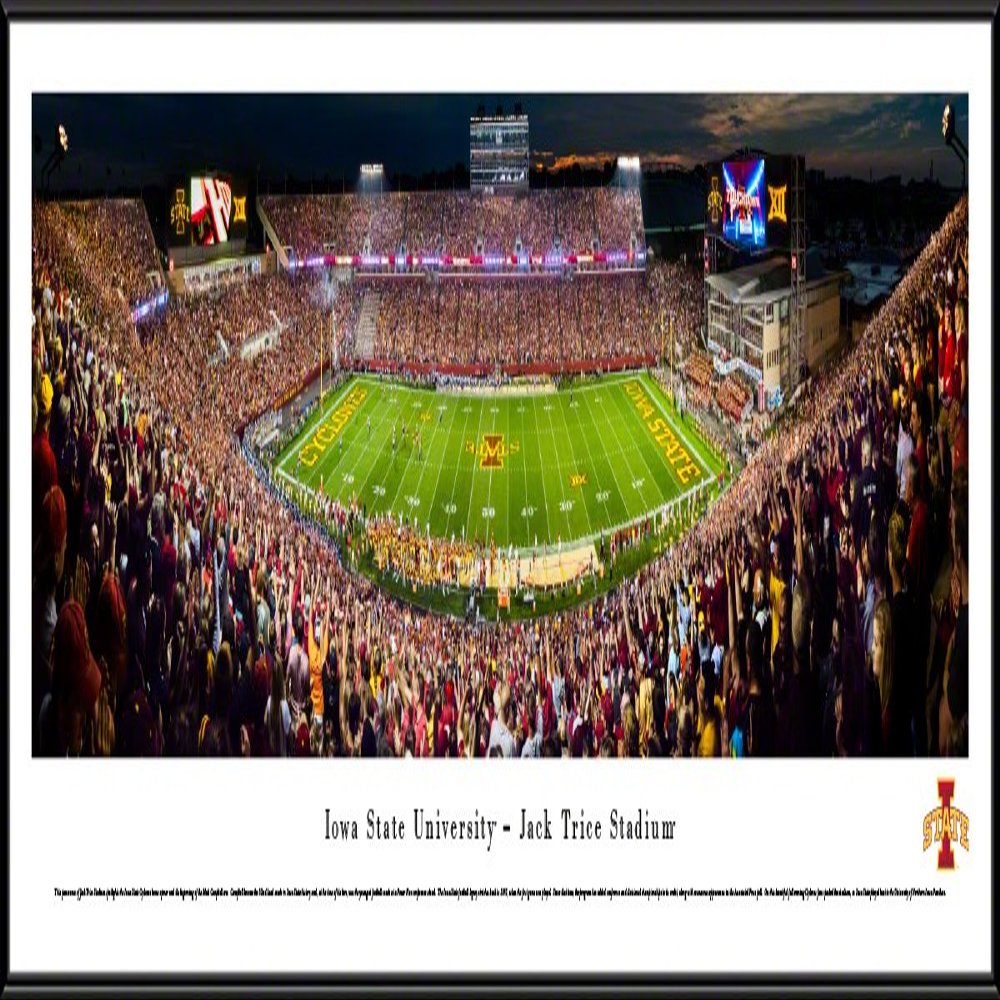 Blakeway Worldwide Panoramas, Iowa State Football Night Game 40.25x13.75-inch Panoramic Framed Picture