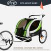ClevrPlus Deluxe 3-in-1 Double 2 Seat Bicycle Bike Trailer Jogger Stroller for Kids Children | Foldable w/Pivot Front Wheel, Green view 3