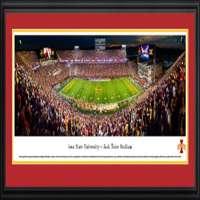 Iowa State Football, Night Game - 44x18-inch Panoramic Deluxe Framed Picture with Mat