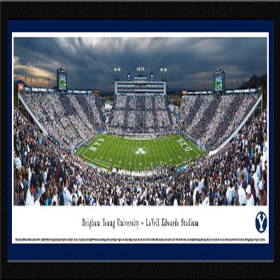 BYU Football, Stripe the Stadium - 42x15.5-inch Panoramic Select Framed Picture with Mat