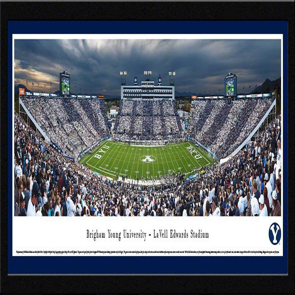 BYU Football, Stripe the Stadium - 42x15.5-inch Panoramic Select Framed Picture with Mat