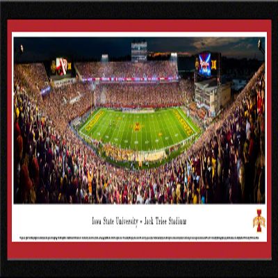 Iowa State Football, Night Game - 42x15.5-inch Panoramic Select Framed Picture with Mat