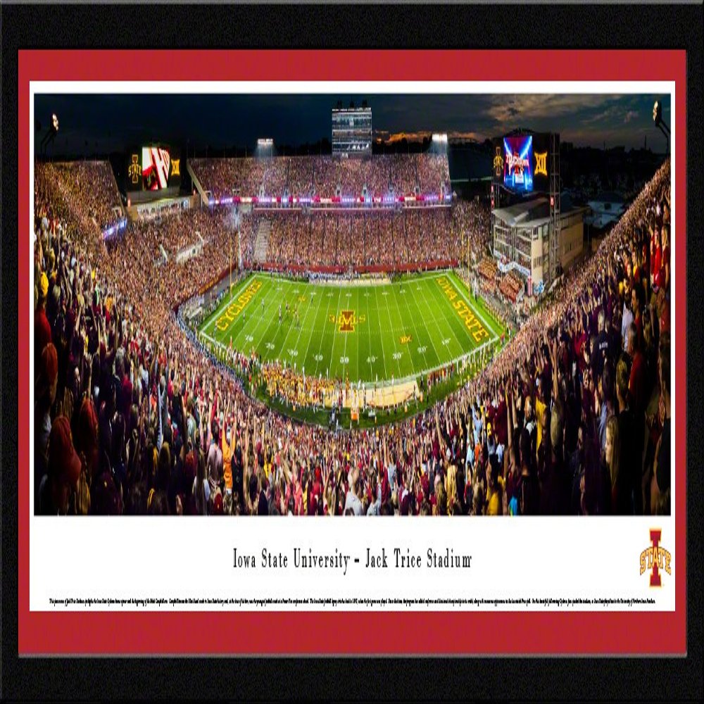 Iowa State Football, Night Game - 42x15.5-inch Panoramic Select Framed Picture with Mat