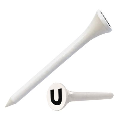 Clip Wipes Golf Tees 2 (100/Pack) Custom TEECUP Imprint - Personalized Monogram Initial Letters (A-Z) (WHT-BLK-U)
