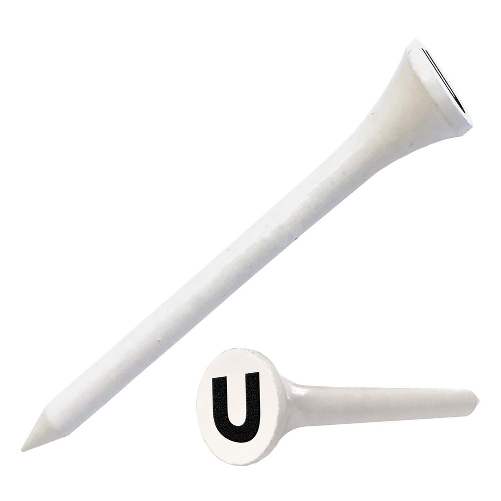 Clip Wipes Golf Tees 2 (100/Pack) Custom TEECUP Imprint - Personalized Monogram Initial Letters (A-Z) (WHT-BLK-U)