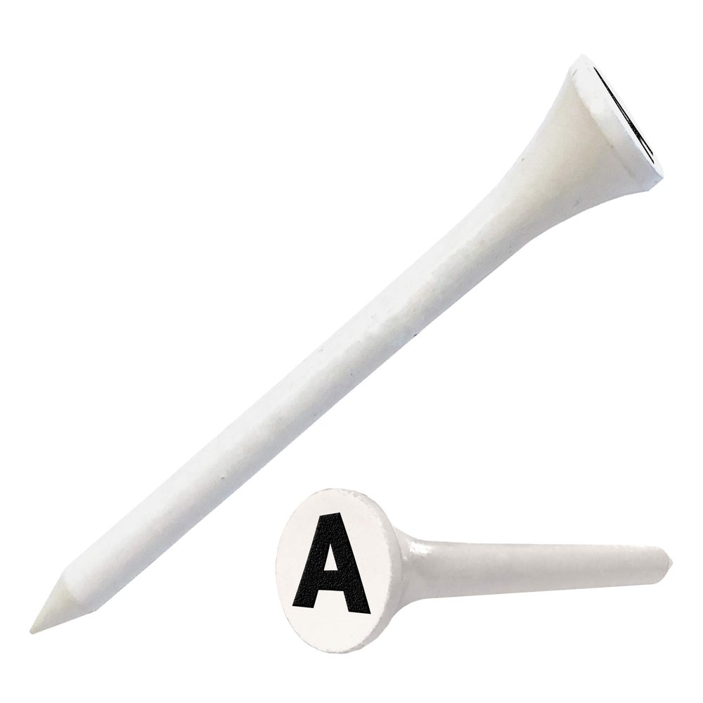 Clip Wipes Golf Tees 2 (100/Pack) Custom TEECUP Imprint - Personalized Monogram Initial Letters (A-Z) (WHT-BLK-A)