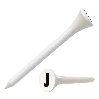 Clip Wipes Golf Tees 2 (100/Pack) Custom TEECUP Imprint - Personalized Monogram Initial Letters (A-Z) (WHT-BLK-J)