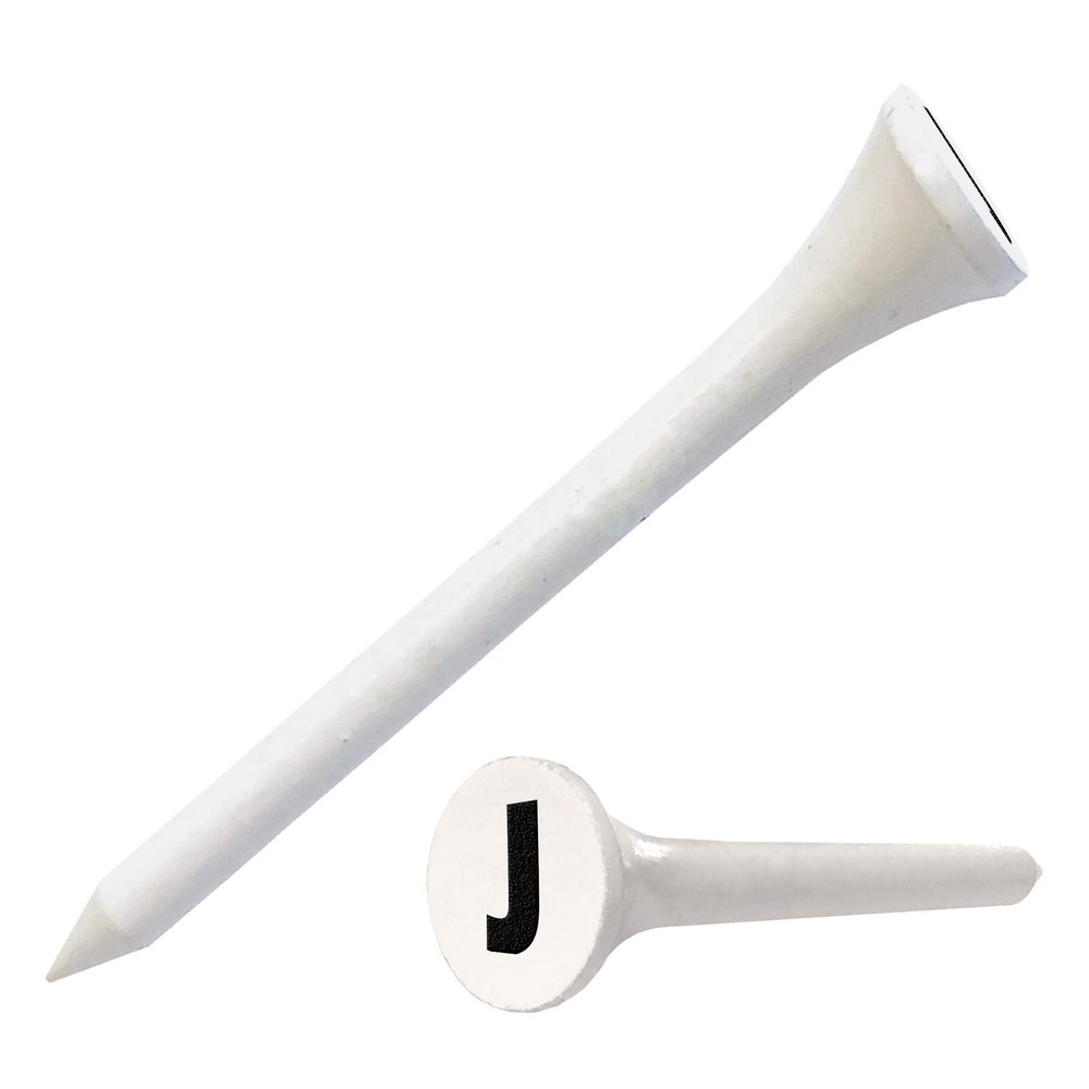 Clip Wipes Golf Tees 2 (100/Pack) Custom TEECUP Imprint - Personalized Monogram Initial Letters (A-Z) (WHT-BLK-J)
