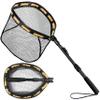 PLUSINNO Fishing Net Fish Floating Landing Net, Kayak Nets with Fixed Foldable Telescopic Pole Handle,Bass Trout Fishing Nets with Nylon Mesh for Pond Lake River,Fishing Gear Gifts for Men Orange 1.0M view 1