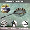 PLUSINNO Fishing Net Fish Floating Landing Net, Kayak Nets with Fixed Foldable Telescopic Pole Handle,Bass Trout Fishing Nets with Nylon Mesh for Pond Lake River,Fishing Gear Gifts for Men Orange 1.0M view 2