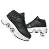 Double-Row Deform Wheel Automatic Walking Shoes Invisible Deformation Roller Skate 2 in 1 Removable Pulley Skates Skating Parkour (Black high, US 5.5) view 1
