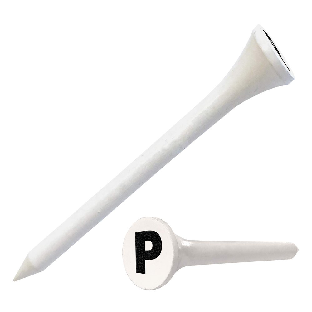Clip Wipes Golf Tees 2 (100/Pack) Custom TEECUP Imprint - Personalized Monogram Initial Letters (A-Z) (WHT-BLK-P)