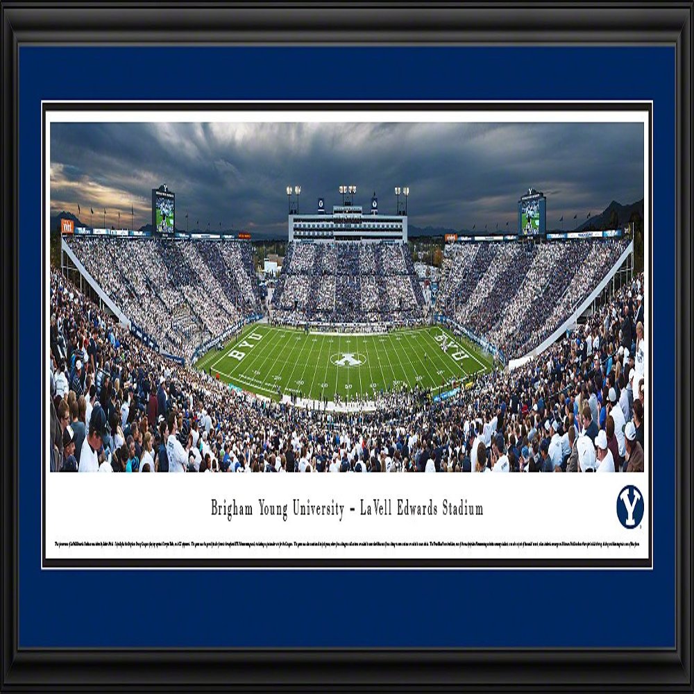BYU Football, Stripe the Stadium - 44x18-inch Panoramic Deluxe Framed Picture with Mat