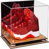 Better Display Cases Acrylic Basketball Shoe Pair Display Case with Mirror, Pink Risers and Wood Base (A082/V13) view 1