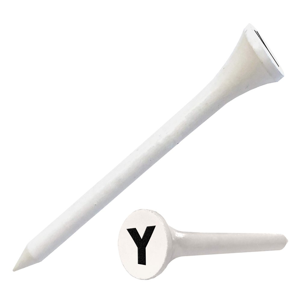 Clip Wipes Golf Tees 2 (100/Pack) Custom TEECUP Imprint - Personalized Monogram Initial Letters (A-Z) (WHT-BLK-Y)