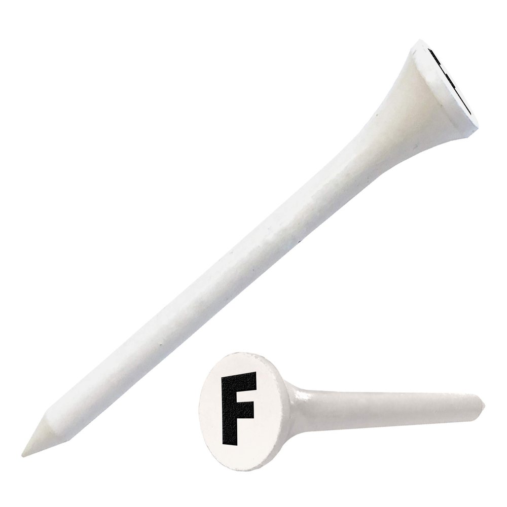 Clip Wipes Golf Tees 2 (100/Pack) Custom TEECUP Imprint - Personalized Monogram Initial Letters (A-Z) (WHT-BLK-F)